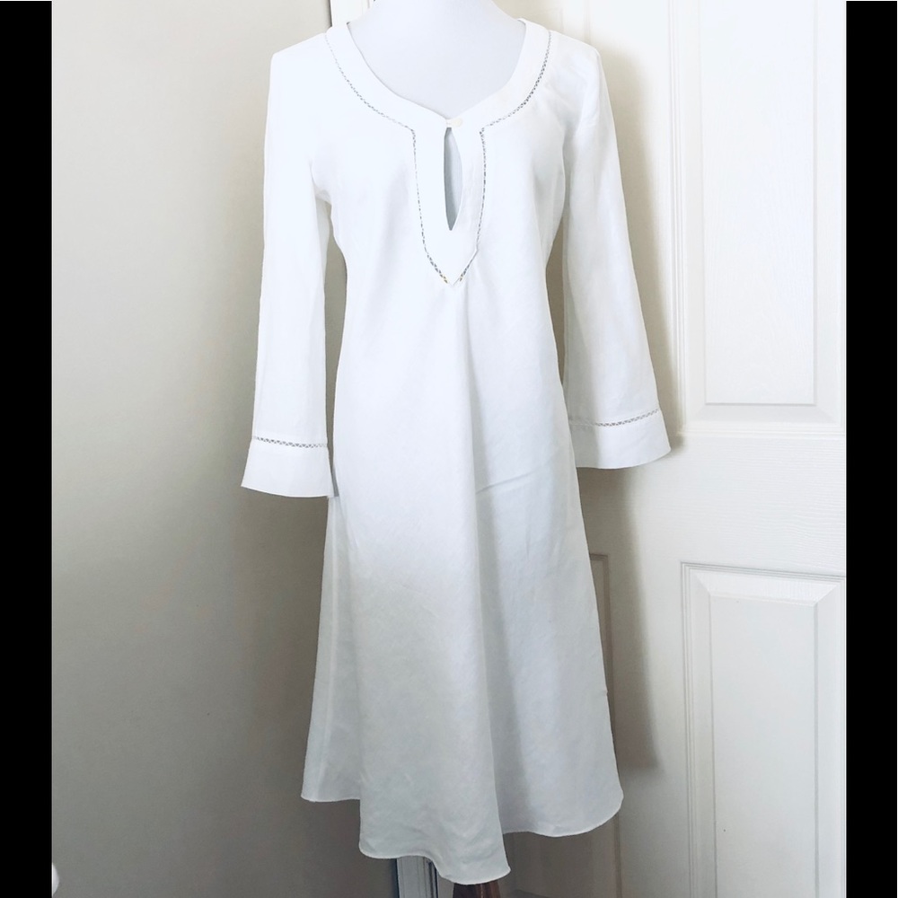 United Colors of Benetton White Linen L/S Dress